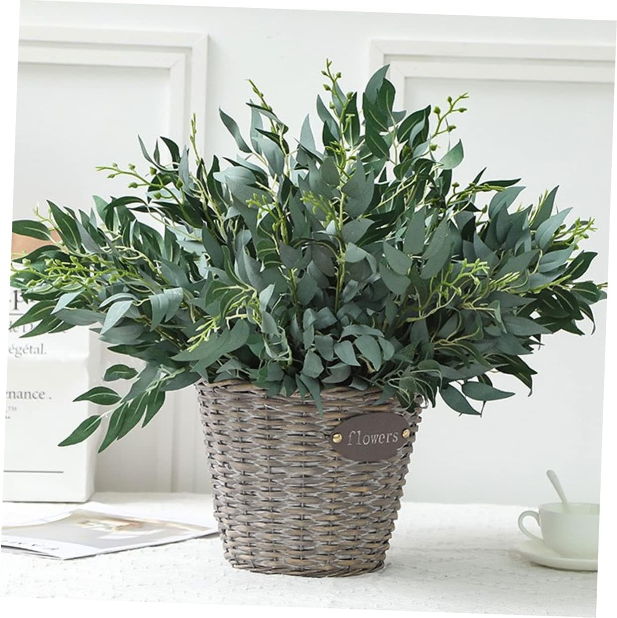 Frendorf | Blatt Spray Grau/Grün 82 cm - Realistischer künstlicher Blattstängel mit grauen und grünen Tönen - Perfekt für florale Arrangements, Kränze, Bouquets und Wohnkultur - Langanhaltend und pflegeleicht