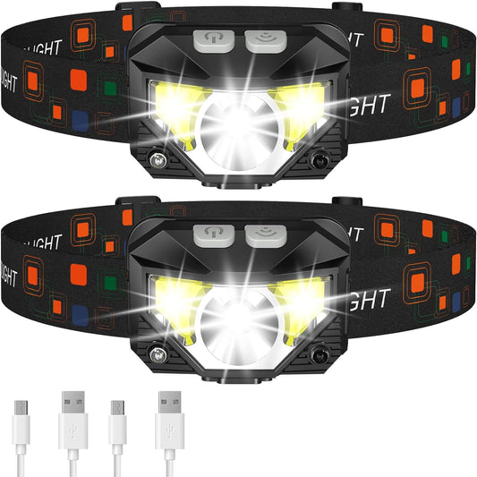 Frendorf | 2-Pack Ultra-Hell Led Wiederaufladbare Stirnlampe Taschenlampe Wasserdicht Und Bewegungssensor
