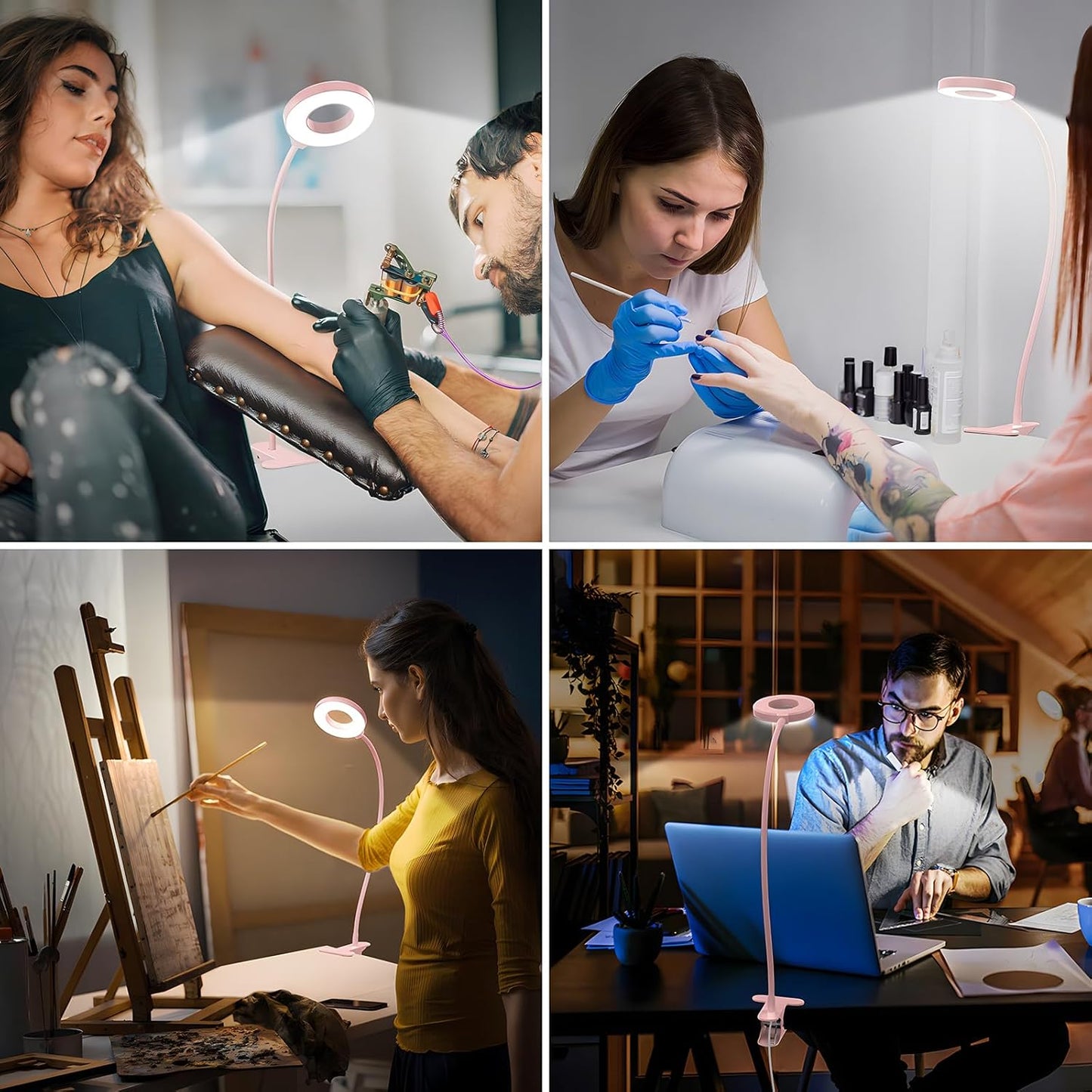 Frendorf | 3 Farbmodi LED Tischklemmlampe mit & flexiblem Schwanenhals – Selvara (1+1 KOSTENLOS)