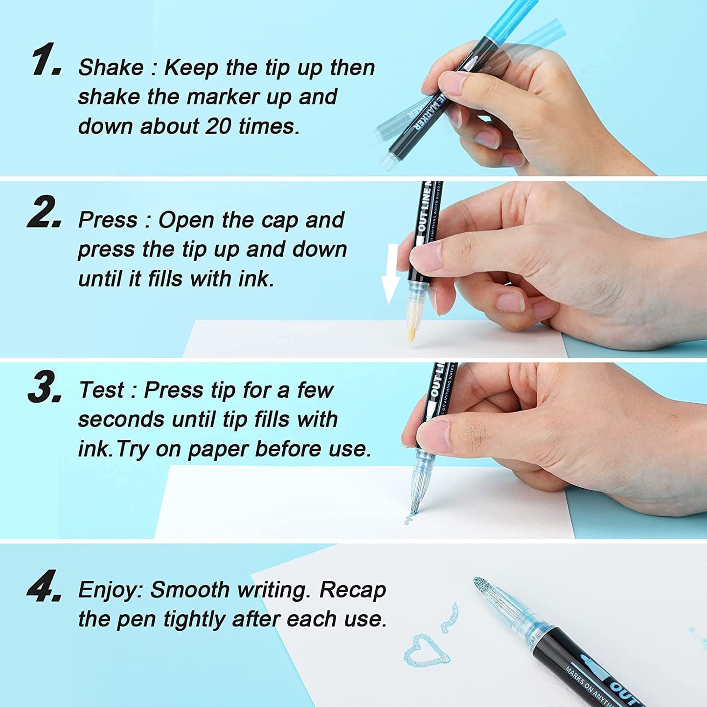 Frendorf | 12Farben Set- Glitzer Glänzende Metallische Magische Farbstifte für Kinder