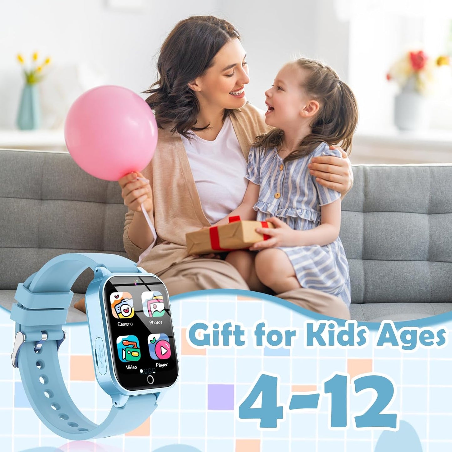 Frendorf | Intelligente Uhr für Kinder | 26 Puzzle-Spiele, Touchscreen, HD-Kamera und Wecker | Spielzeug für 4-12 Jahre