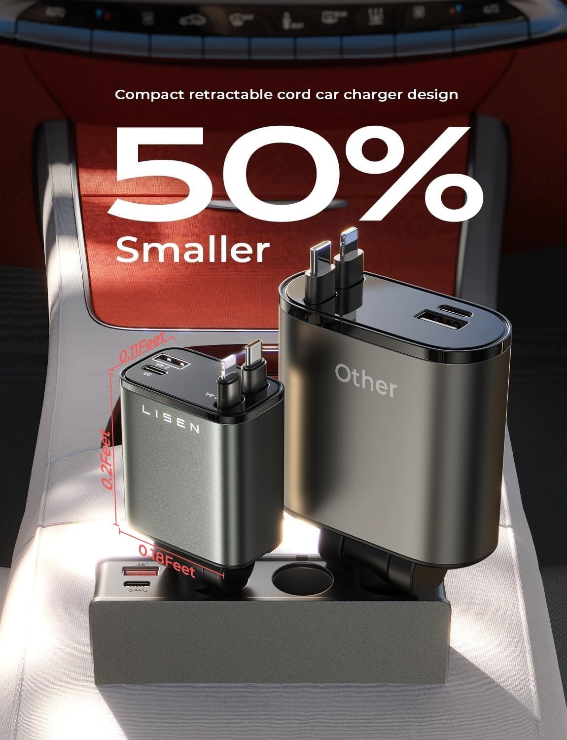 Frendorf | Ausziehbares Auto-Ladegerät 69W USB C