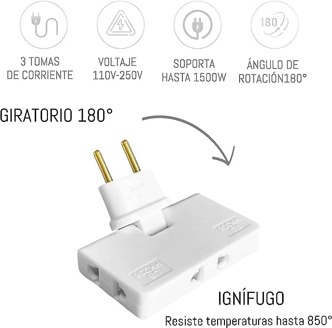 Frendorf | 180° schwenkbare 3-Wege-Steckdose (EU-Stecker)