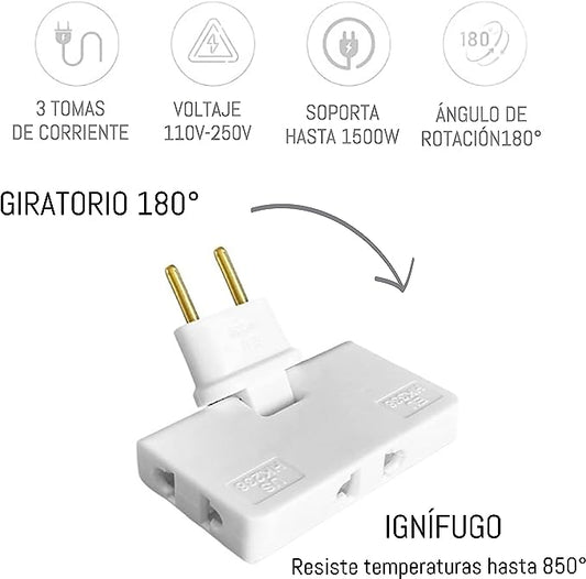 Frendorf | 180° schwenkbare 3-Wege-Steckdose (EU-Stecker)