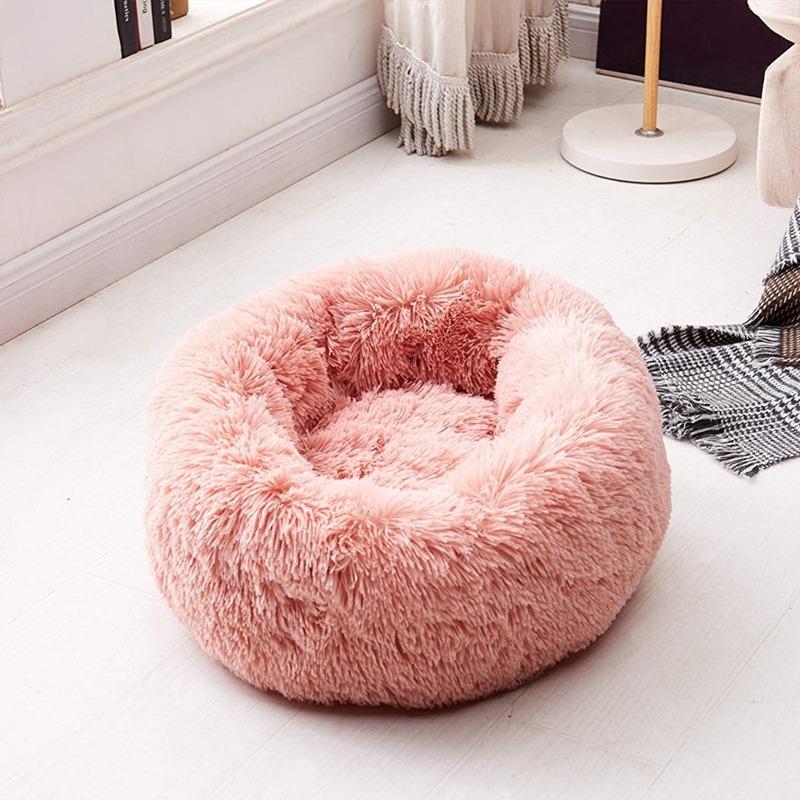 Runder Plüsch beruhigender Donut-Katzenbett-Nest