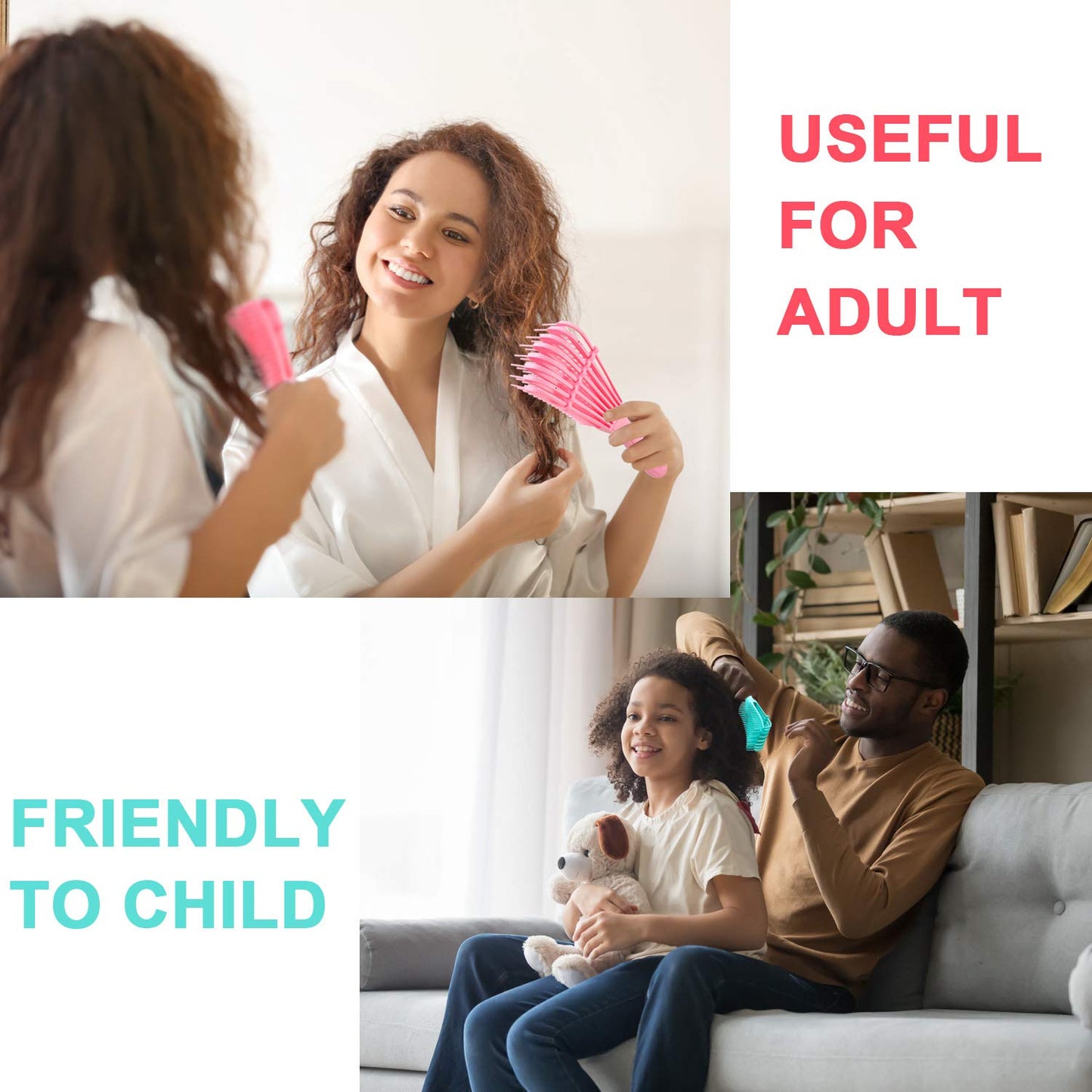 Frendorf | 2 Stück Entwirrungsbürste für afroamerikanisches Haar mit texturiertem 3a bis 4c