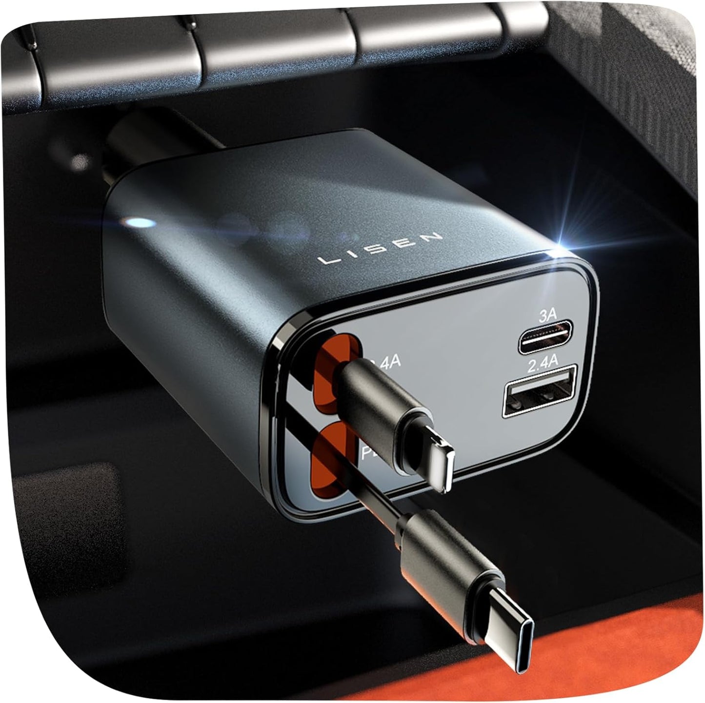 Frendorf | Ausziehbares Auto-Ladegerät 69W USB C
