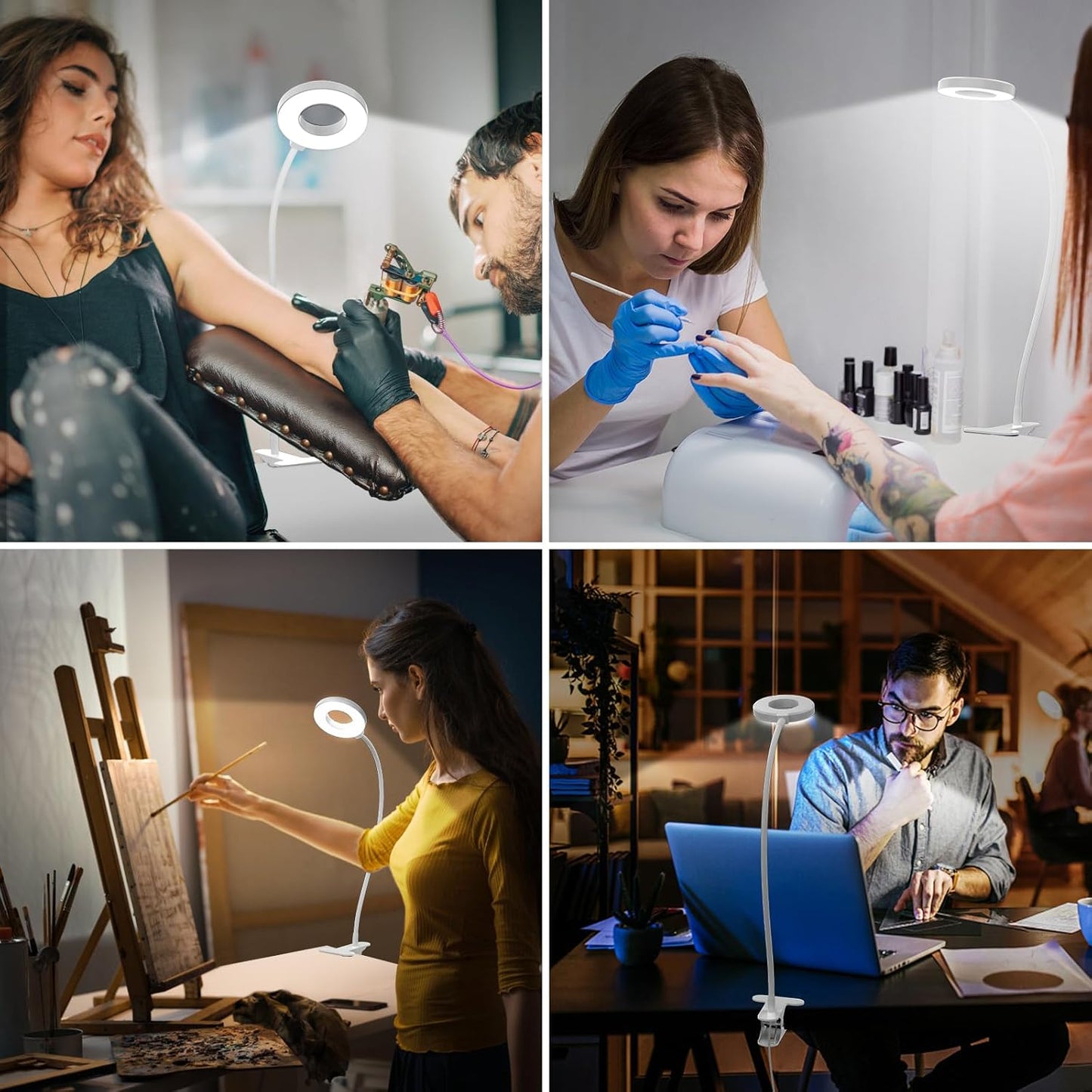 Frendorf | 3 Farbmodi LED Tischklemmlampe mit & flexiblem Schwanenhals – Selvara (1+1 KOSTENLOS)