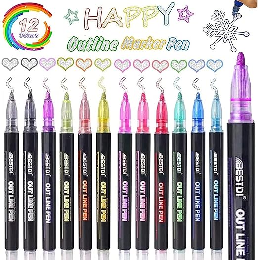 Frendorf | 12Farben Set- Glitzer Glänzende Metallische Magische Farbstifte für Kinder