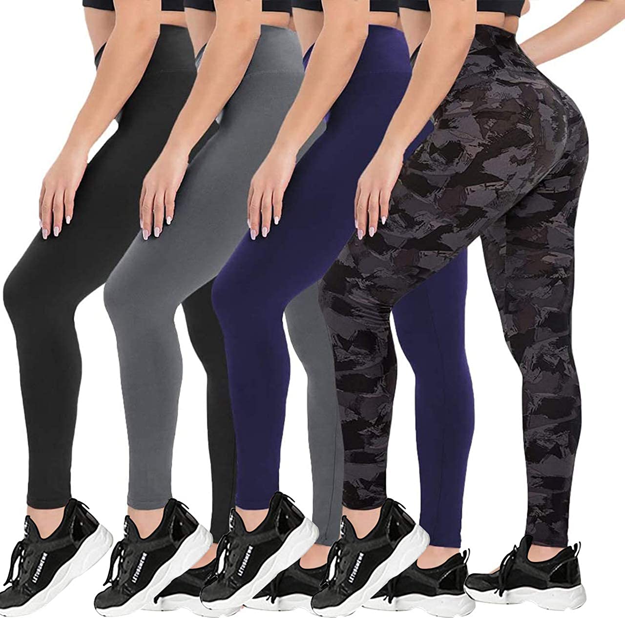 4er-Pack Hochtaillierte Kompressionsleggings