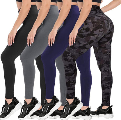 4er-Pack Hochtaillierte Kompressionsleggings