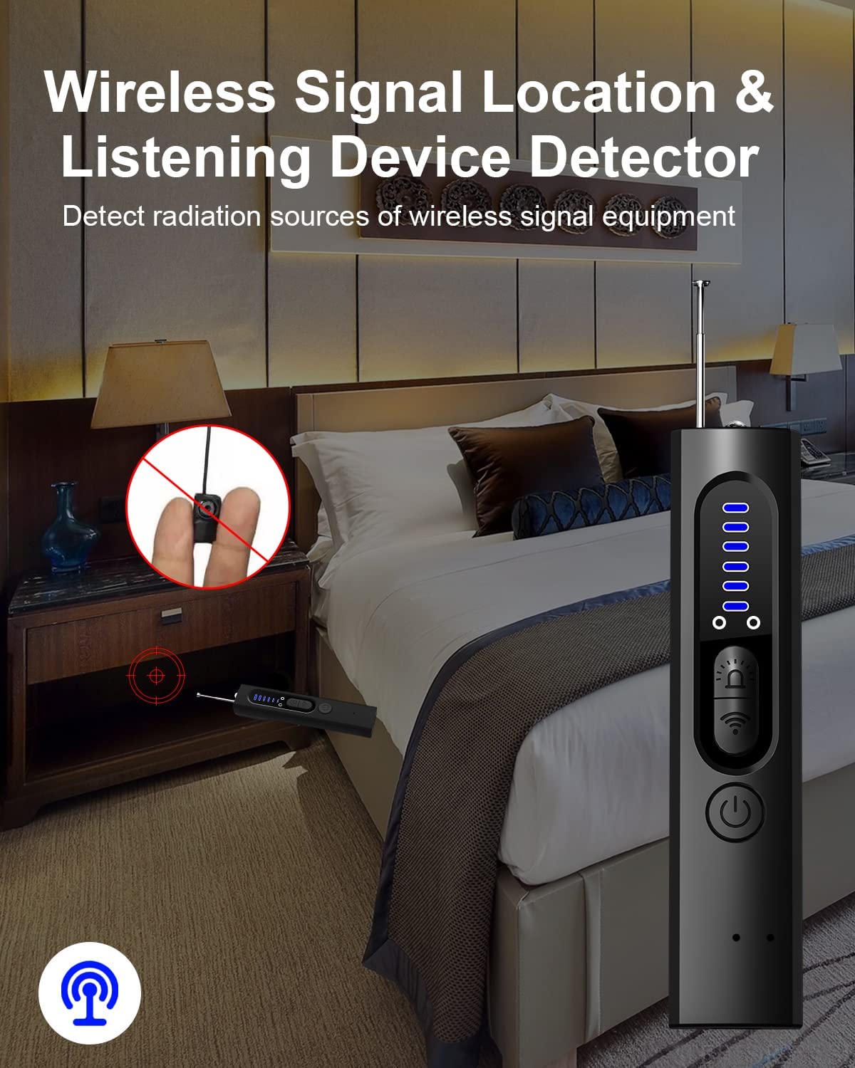 Frendorf | Scanner-Gerät-Detektor für GPS-Tracker Wireless Listening Device Kamera-Finder 5 Stufen Empfindlichkeit 25H Arbeitszeit