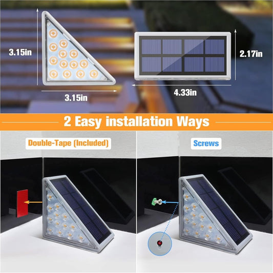 Wasserdichte Solar LED Treppenbeleuchtung - Außenbeleuchtung für Treppen, Wege und Terrassen