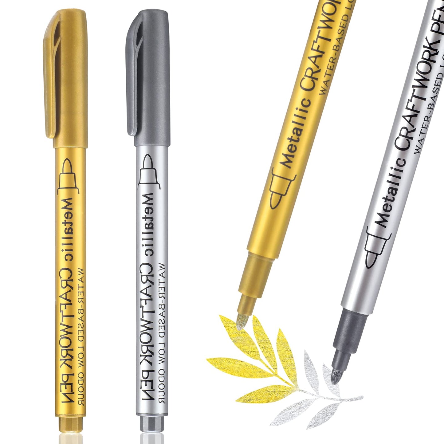 Frendorf | Metallic Marker Pens, Gold Metallic Permanent Markers for Artist Illustration Crafts Gift Card Making Scrapbooking DIY Photo A