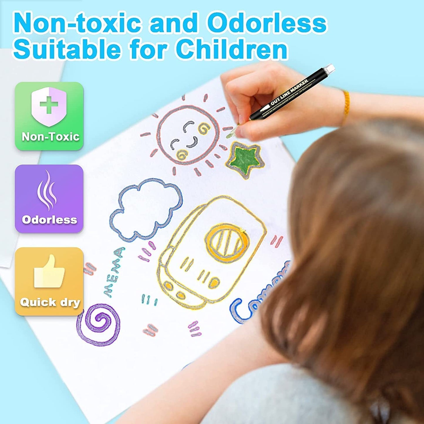 Frendorf | 12Farben Set- Glitzer Glänzende Metallische Magische Farbstifte für Kinder