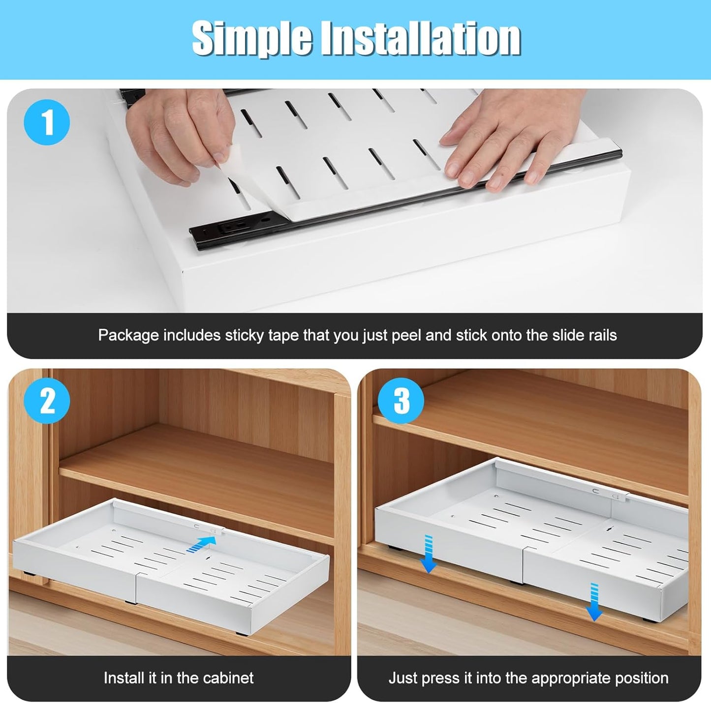 Frendorf | 2er Pack Ausziehbare Schubladen für Schränke – StoreEase