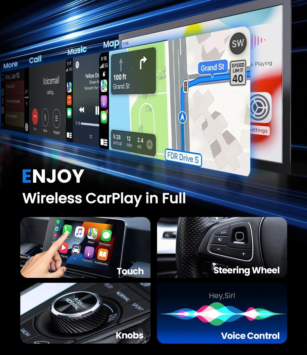 Frendorf | Mini Wireless CarPlay Adapter mit Dualbandverbindung und kompakt Design – Novaro