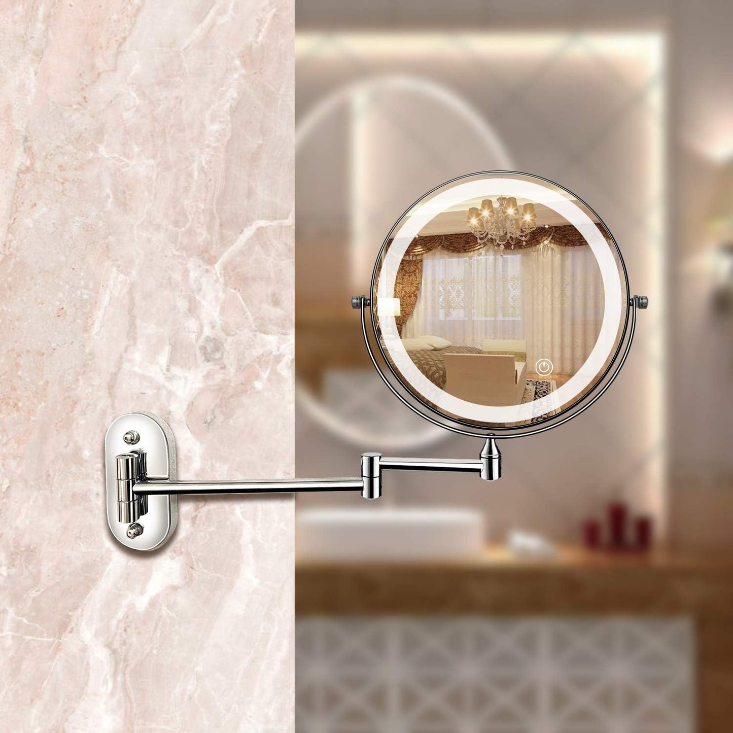 Frendorf | ReflectPro LED Vergrößerungsspiegel | Wiederaufladbar | Kosmetik & Badezimmer | Chromsilber