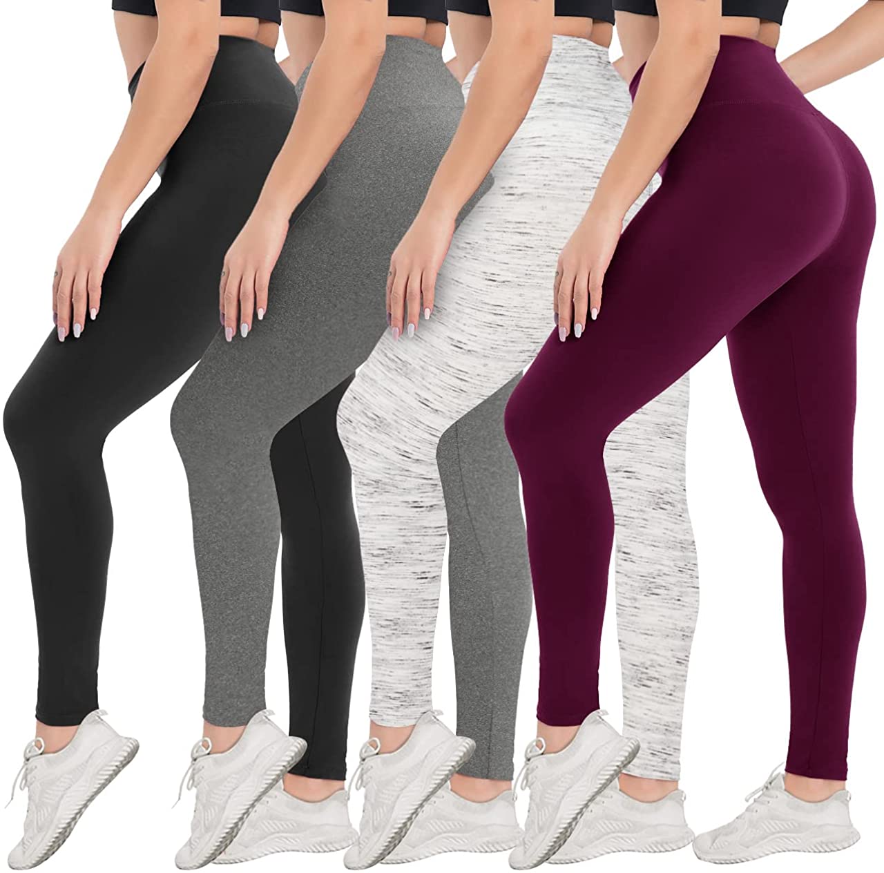 4er-Pack Hochtaillierte Kompressionsleggings