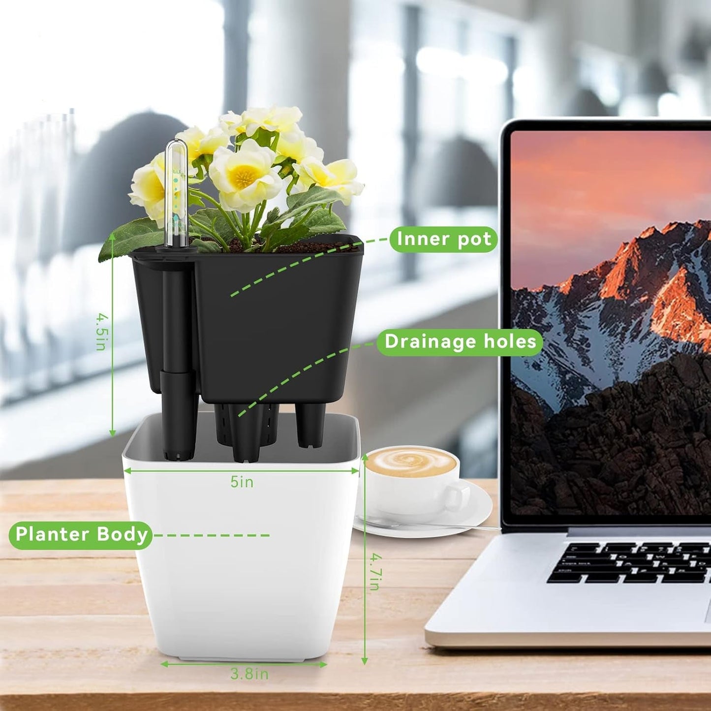 Frendorf | Blumentopf mit Bewässerungssystem – Selbstbewässernder Pflanztopf für Innen- und Außennutzung