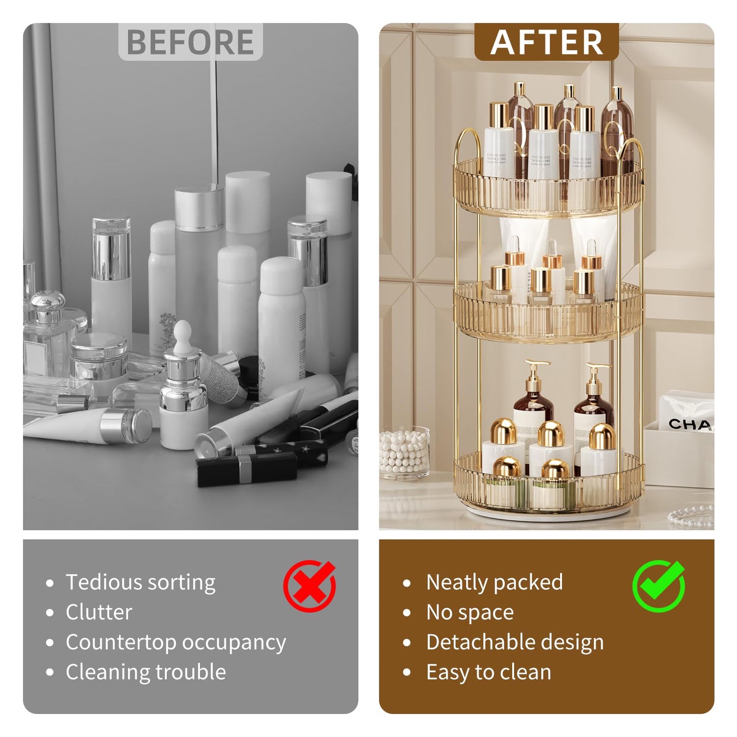 Frendorf | 360 Grad drehbarer Make-up-Organizer, transparente Aufbewahrung mit hoher Kapazität