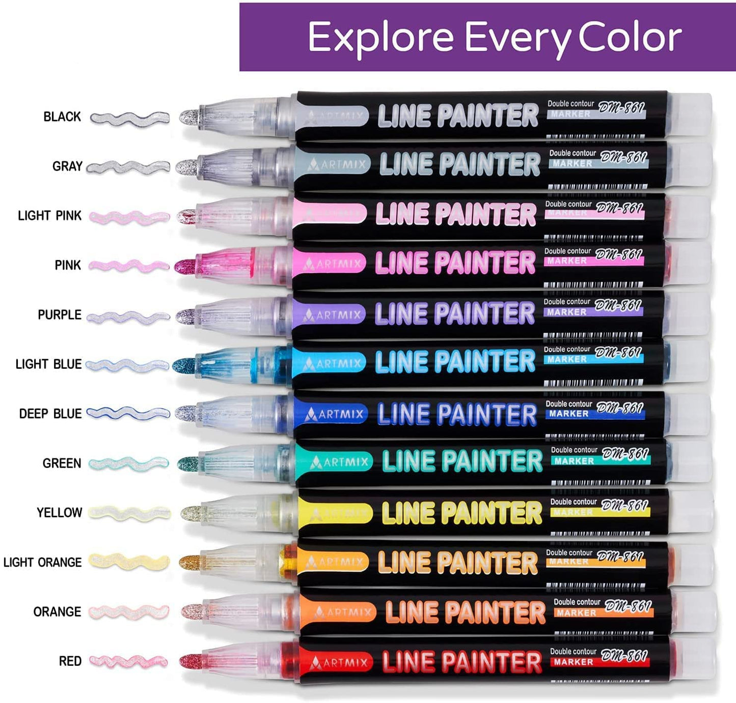 Frendorf | 12Farben Set- Glitzer Glänzende Metallische Magische Farbstifte für Kinder