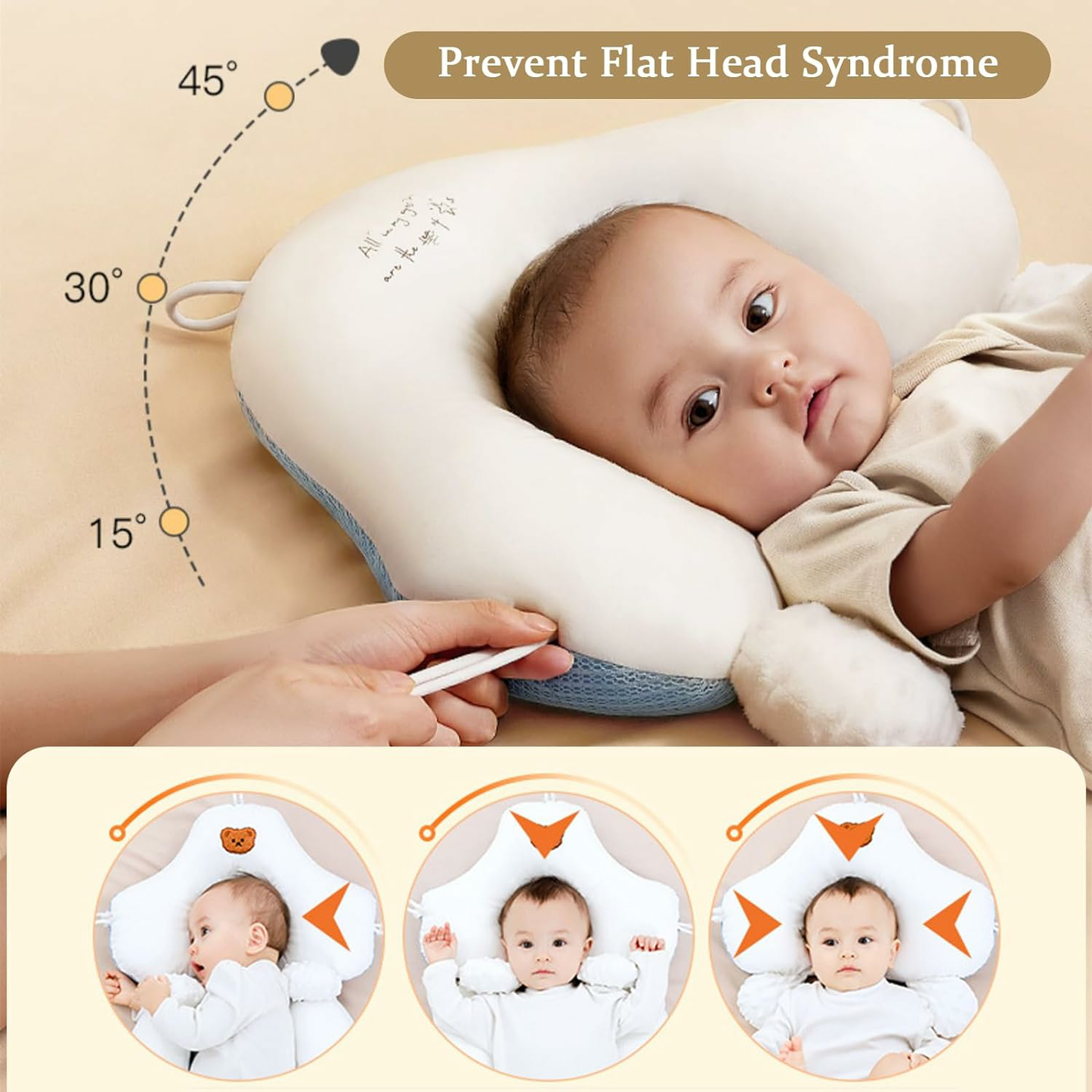 Frendorf | Bio-Baumwolle U-förmiges Baby-Kissen - Weiche & sichere Nackenstütze für Säuglinge, verstellbares Hugbuddy-Design für gemütlichen Schlaf