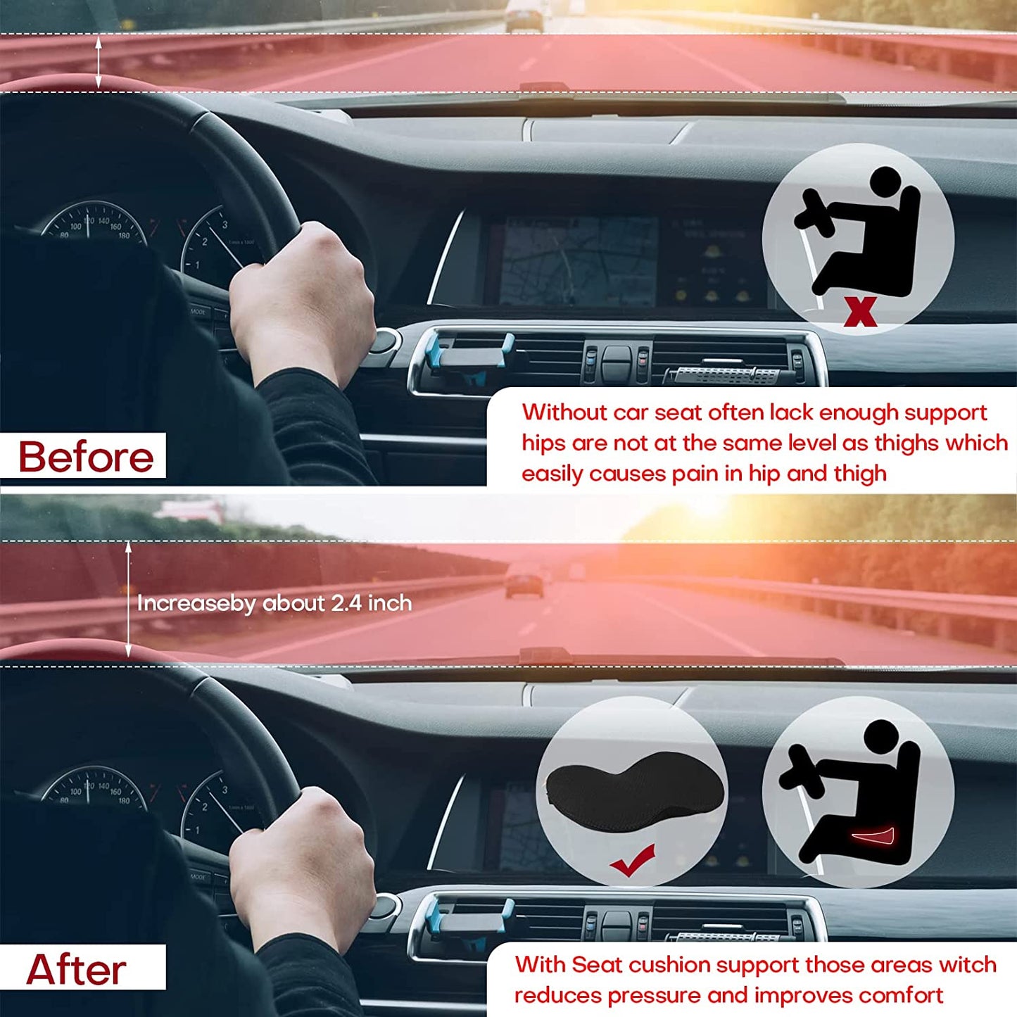 Frendorf | Autositzkissen mit Memory-Schaum-Unterstützung