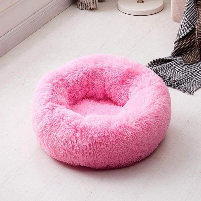 Runder Plüsch beruhigender Donut-Katzenbett-Nest