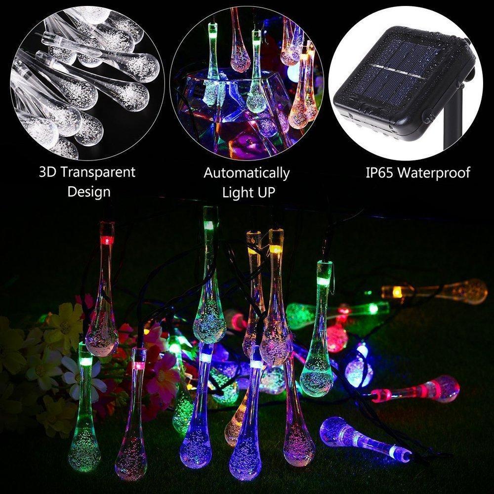 Frendorf | Outdoor Solar Lichterkette, Garten Dekor LED Wassertropfen Wasserdichte Lichter