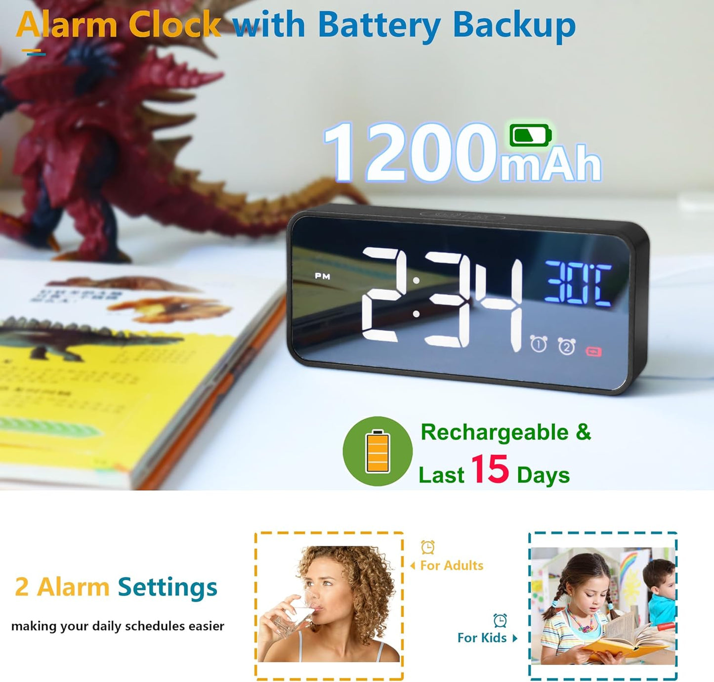 Frendorf | 11,5-Zoll Digitaler Kalender Tagesuhr mit 19 Erinnerungen – Claryon