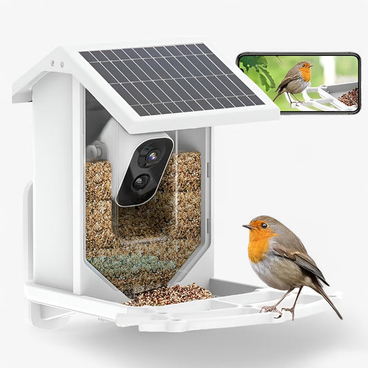 Frendorf | Auxco | Smarter Vogelhaus mit 1080P HD Kamera, KI Vogelerkennung & Solaraufladung