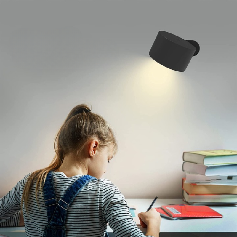 LED Wandleuchten, Wandmontierte Lampen mit wiederaufladbarem batteriebetriebenem 3 Farbtemperaturen & 3 Helligkeitsstufen 360° drehbare magnetische Kugel, kabellose Wandleuchten für Studium Lesen Nachttisch