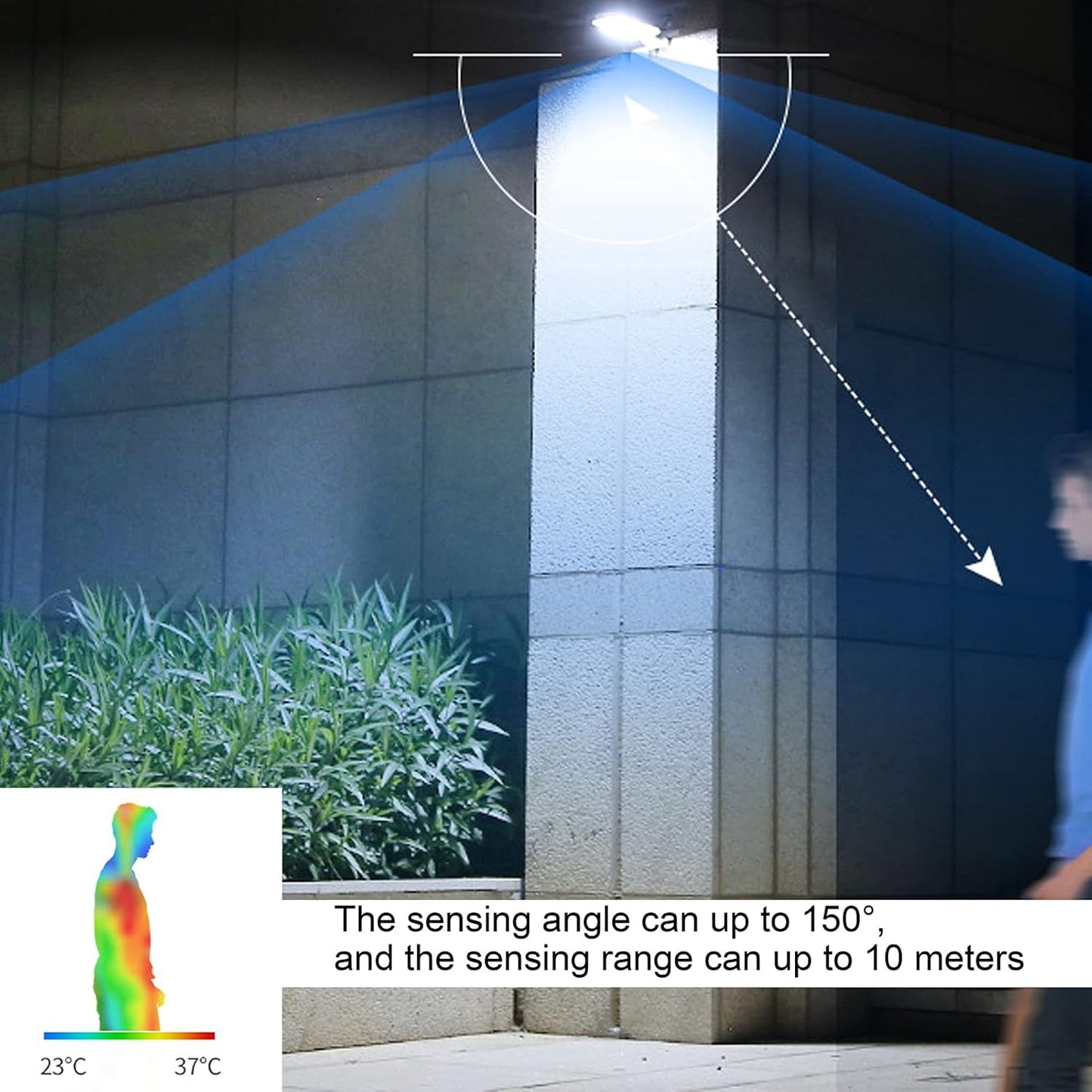 Frendorf | Solar Wandleuchte mit Bewegungsmelder – LED Außenbeleuchtung für Garten & Terrasse