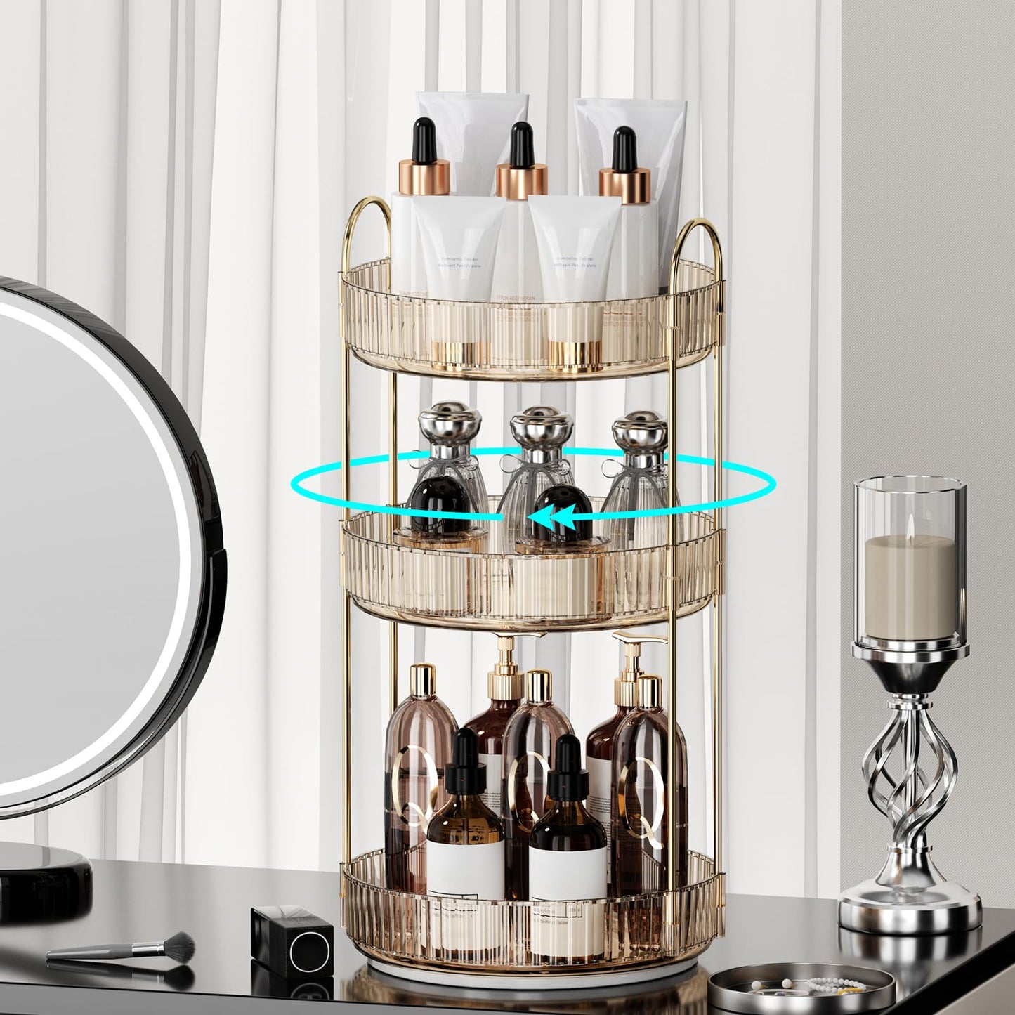 Frendorf | 360 Grad drehbarer Make-up-Organizer, transparente Aufbewahrung mit hoher Kapazität