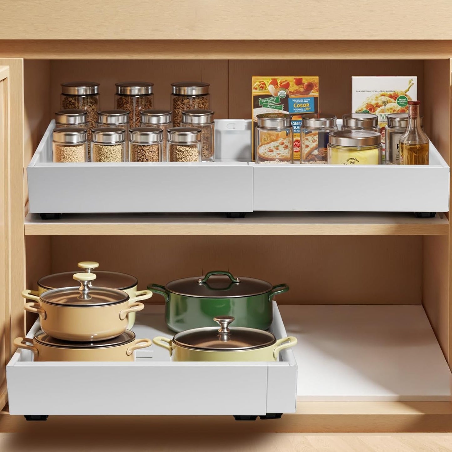 Frendorf | 2er Pack Ausziehbare Schubladen für Schränke – StoreEase