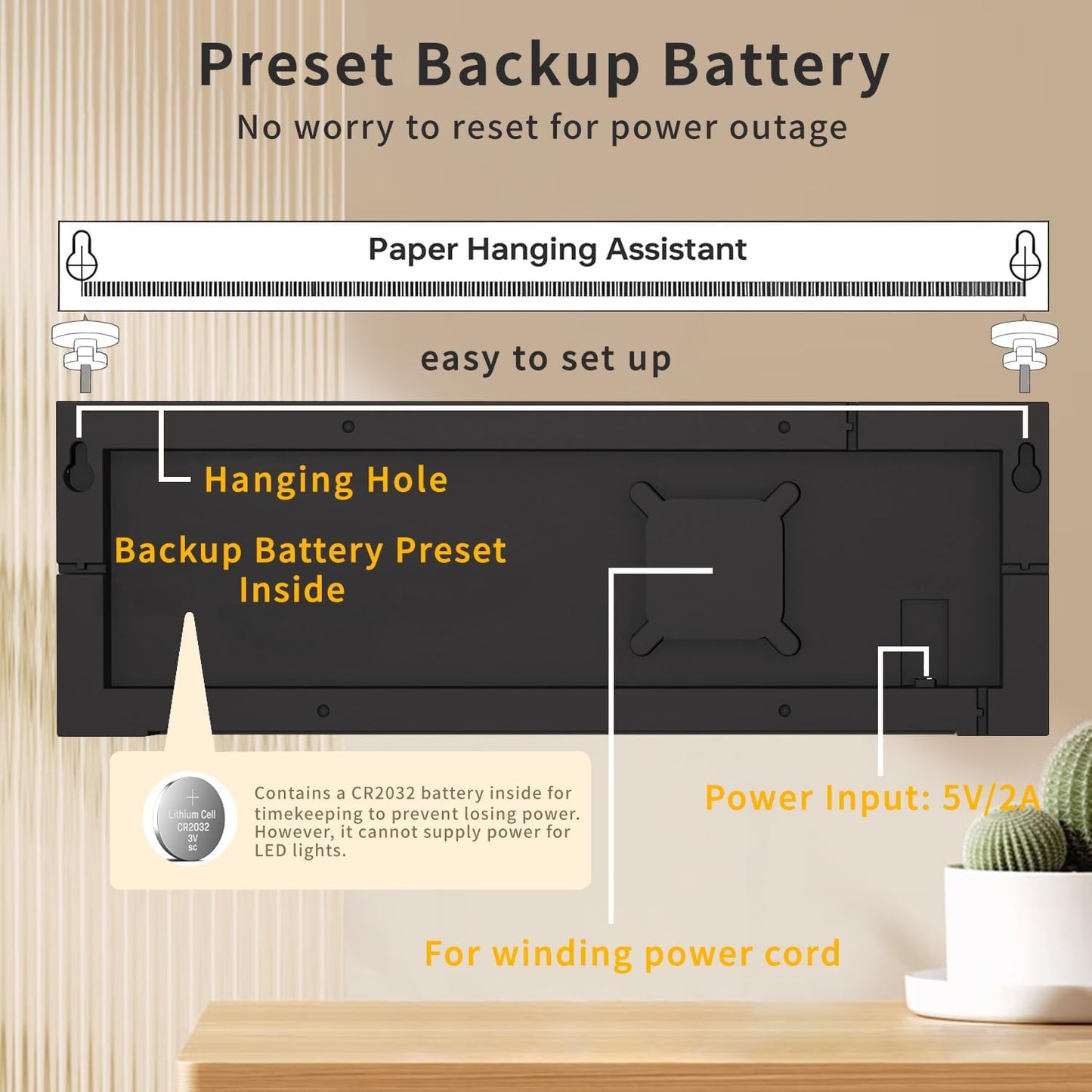 Frendorf | 16-Zoll RGB Digital Wand- & Tischwecker mit Fernbedienung – Lumeris