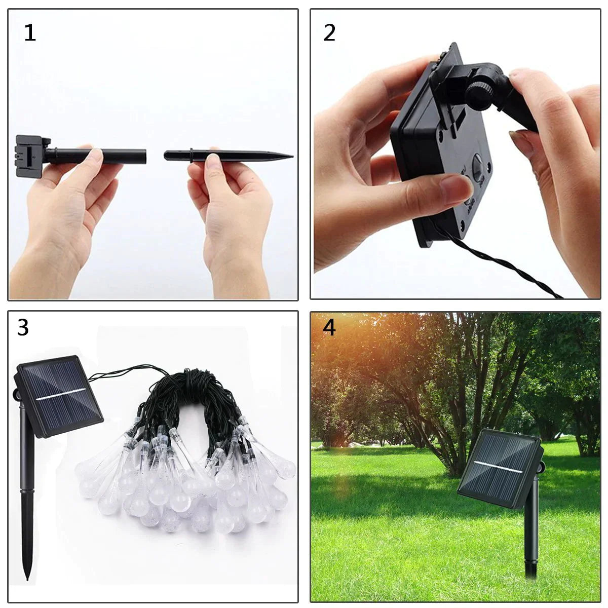 Frendorf | Outdoor Solar Lichterkette, Garten Dekor LED Wassertropfen Wasserdichte Lichter