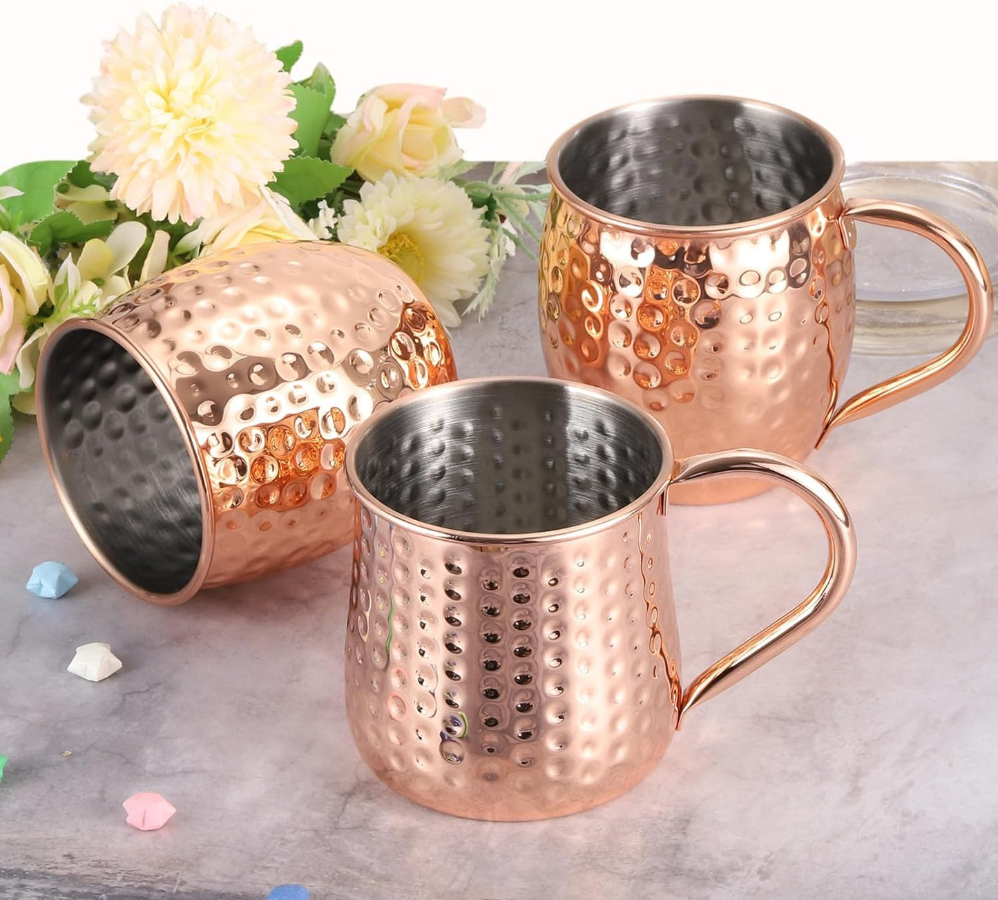 Frendorf | Moscow Mule Fässer kupferbeschichtete Becher – elegante 60ml rosegold glatte Mini-Tassen, perfekt zum Servieren von Cocktails, Espresso oder Shots, langlebige Edelstahlkonstruktion mit einem stilvollen und zeitlosen Design.
