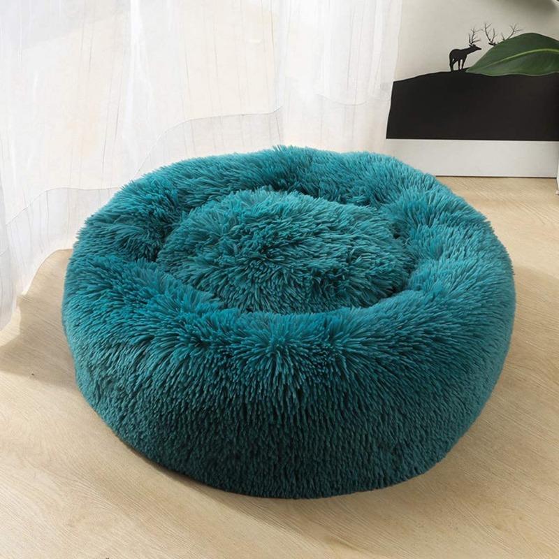 Runder Plüsch beruhigender Donut-Katzenbett-Nest