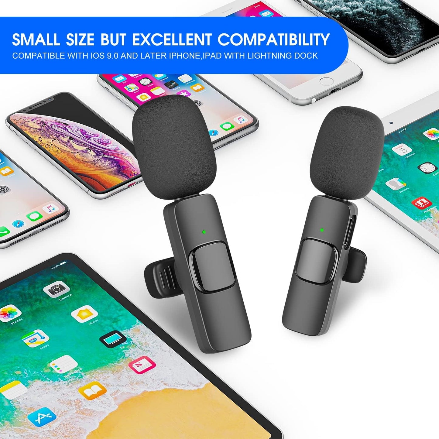 Frendorf | 2-Pack kabelloses Mikrofon für iPhone iPad
