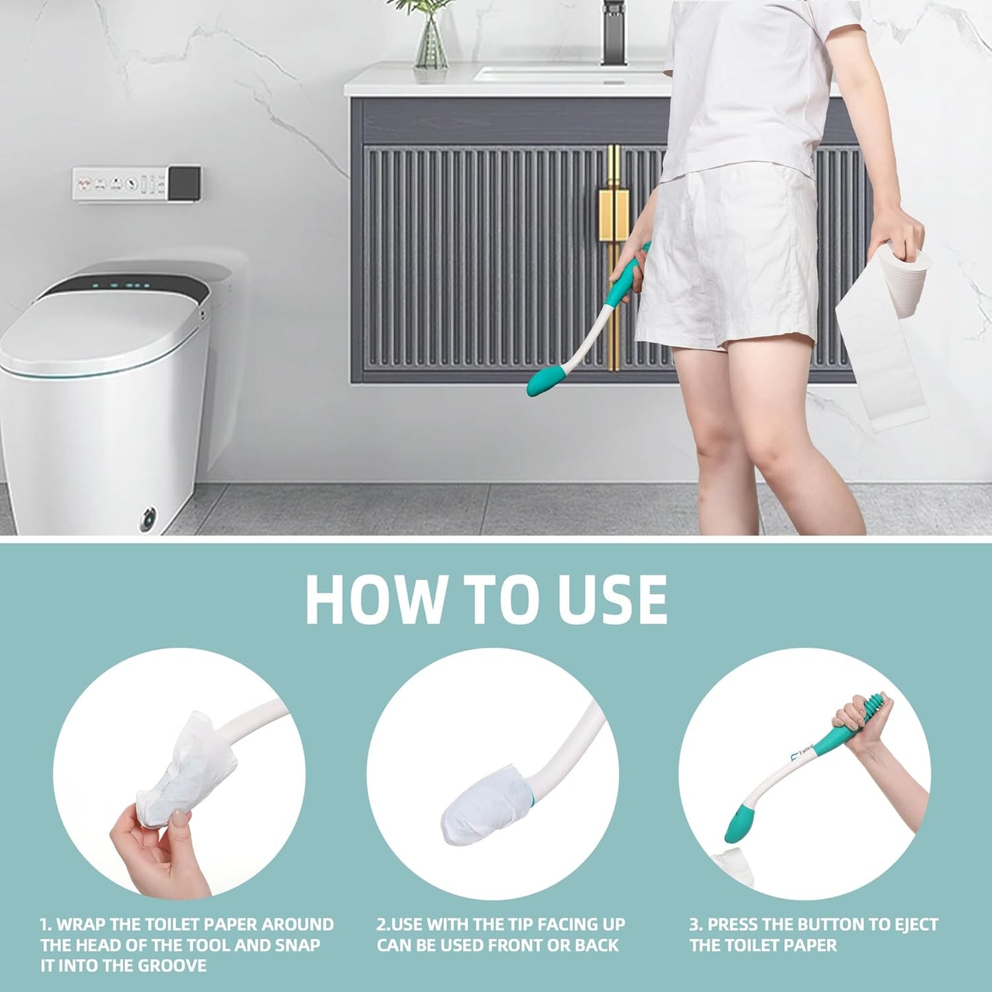 Frendorf | 2 Stück Toilettenhilfe zum Abwischen Lange Reichweite Komfort Gesäßwischer Werkzeuge