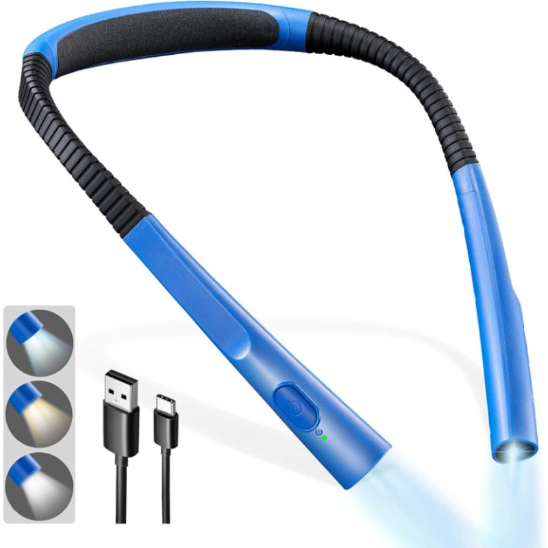 LED Nackenleselampe, Buchlicht zum Lesen im Bett, 3 Farben, 6 Helligkeitsstufen, biegbarer Arm, wiederaufladbar, langlebig, perfekt zum Lesen, Stricken, Campen, Reparieren
