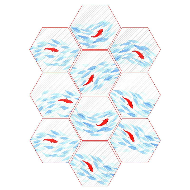 Frendorf | Plastik-Mosaikfliesen-Tapete hexagonal zum Aufkleben und Entfernen Rückwandfliese