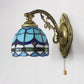 Frendorf | Barocke Schalen Wandlampe 1 Licht Blaues Glas Mini Wandleuchte Beleuchtung in Antikmessing