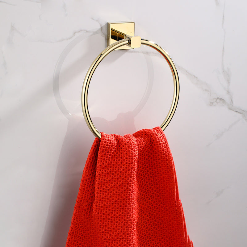 Frendorf | Gold Modernes Badezimmer-Set, Poliertes Gold, 4 Teile, Handtuchhalter, Papierhalter