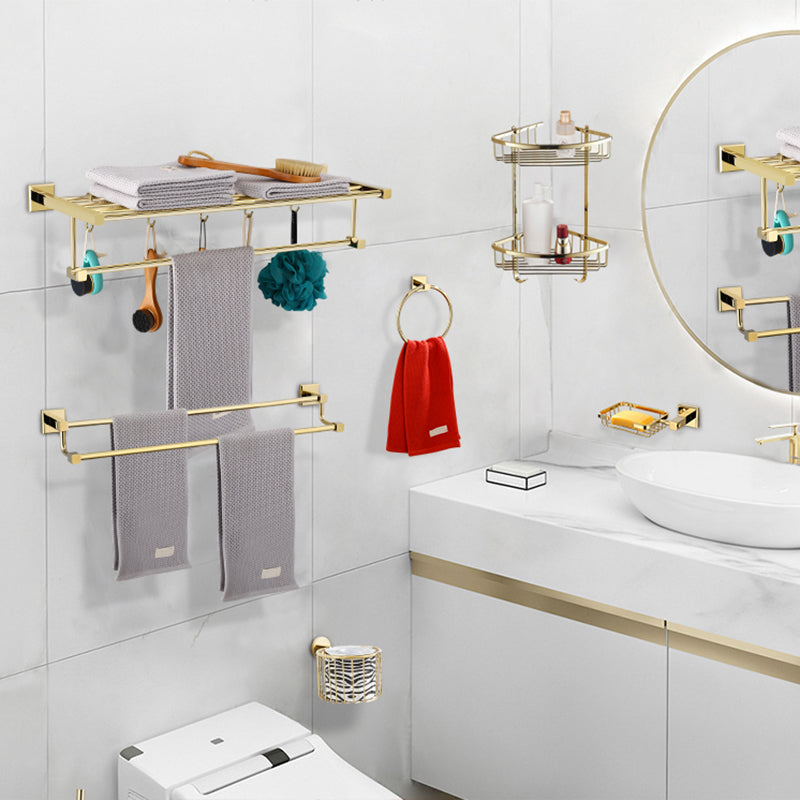 Frendorf | Gold Modernes Badezimmer-Set, Poliertes Gold, 4 Teile, Handtuchhalter, Papierhalter