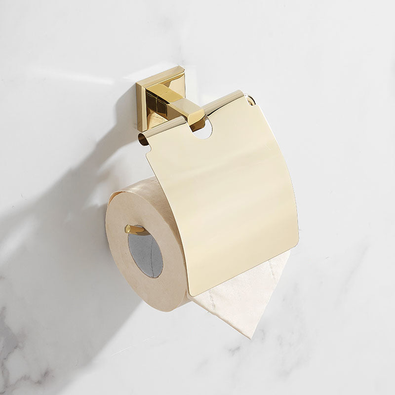 Frendorf | Gold Modernes Badezimmer-Set, Poliertes Gold, 4 Teile, Handtuchhalter, Papierhalter