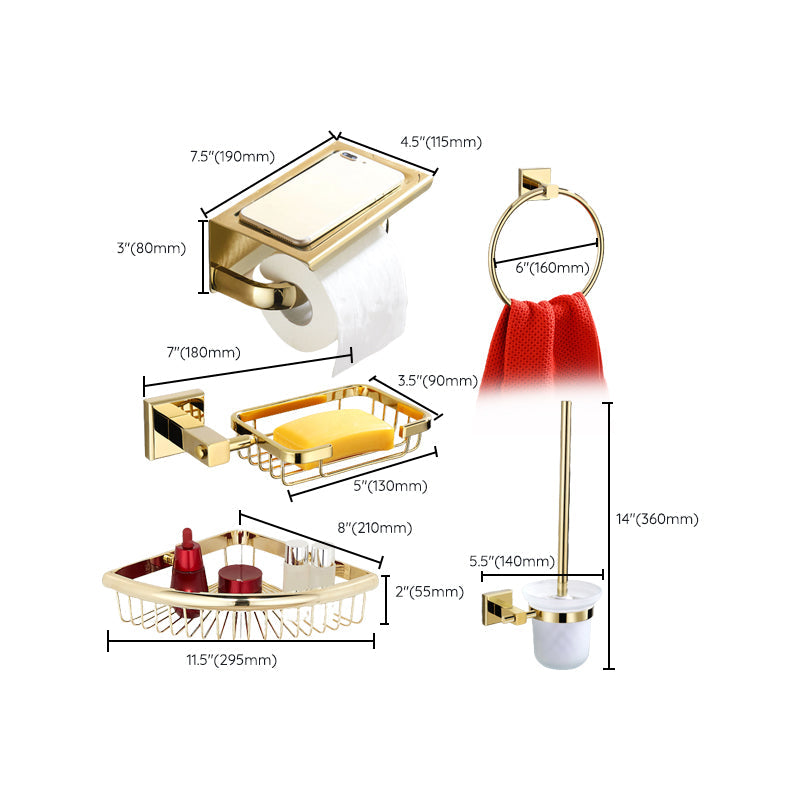 Frendorf | Gold Modernes Badezimmer-Set, Poliertes Gold, 4 Teile, Handtuchhalter, Papierhalter