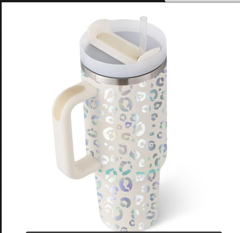 Isolierender Becher mit Griff und Strohhalm | 40 oz